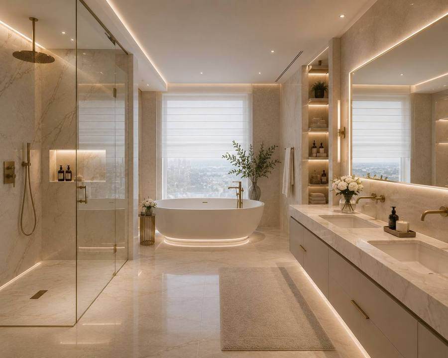 Bespoke tier - marble bathroom with freestanding tub