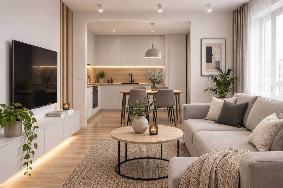 Essential tier - living room and kitchen finish